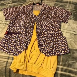 Scrub set lightly worn yellow daisies